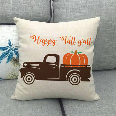

Halloween Thanksgiving Cotton Linen Pillow Case Pumpkin Pillow Set Pumpkin Truck Maple Leaf Cushion Cover