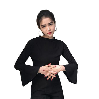 

Spring Daily Basic Flare Sleeve T-shirt Women Sweet Bottoming Tops Clothing