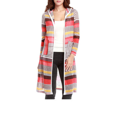 

Toponeto Woman Regularly Stripe A Long-Sleeved Hooded Jacket