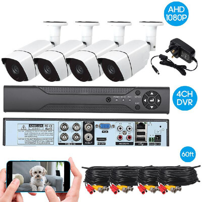 

4CH Security Camera System Full 1080P Video DVR Recorder with 4 1080P Indoor Outdoor Weatherproof CCTV Cameras
