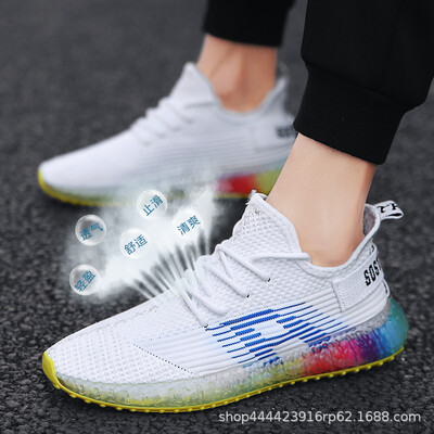 

Fashion mens shoes trend mens sports shoes mesh breathable flying woven shoes men