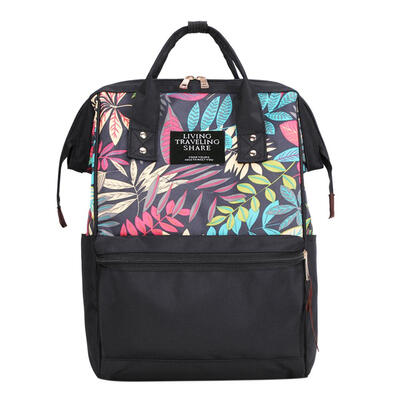 

Tropical Plant Print Travel Backpack Large Capacity Nylon Women School Bags