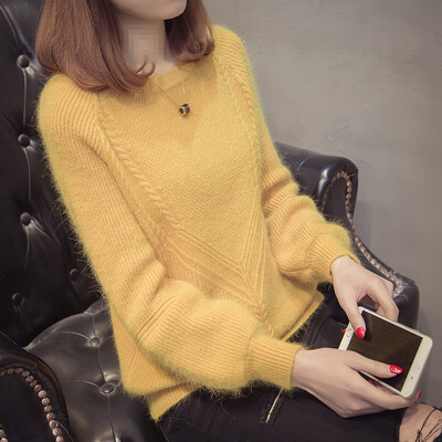 

Loose top womens sweater 2018 new languid spring candy color thickened womens bottom sweater