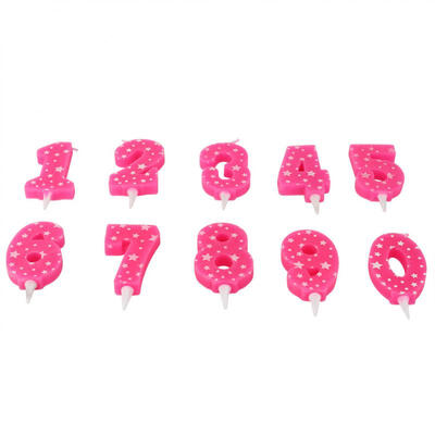 

Greensen 10PCS Cute Boys Girls Pink Star Digital 0-9 Candles Birthday Party