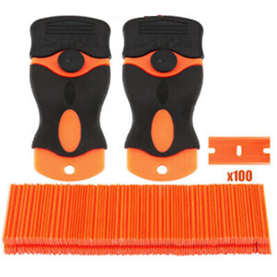 

2pcs Car Film Sticker Remover Scraper Razor 100x Plastic Double Edges Blades Ff