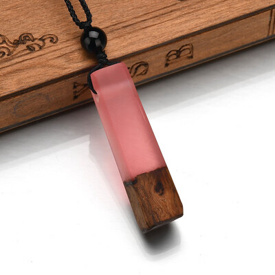 

Hot Natural wood resin Pendant Necklace for Women Men long chain woven rope chain Necklace statement Jewelry Gift