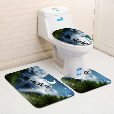 

Tailored 3PCS Fancy Santa Toilet Seat Cover&Rug Bathroom Set Christmas Decor