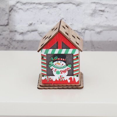 

New Christmas Colorful Small Wooden House With Lights Children Christmas Lighting House Ornament Xmas Tree Hanging Decoration j