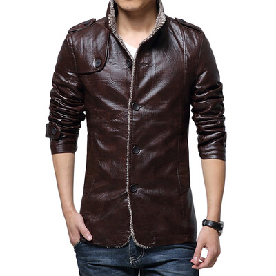 

Trendy Stand Collar Long Sleeve Button Pocket Fleece Men Jacket