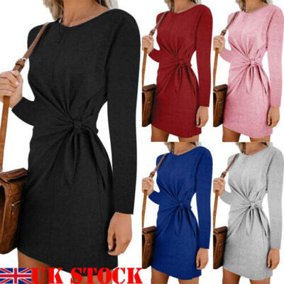 

Autumn Warm Women Cotton Long Sleeve A-Line Loose Tunic Top Blouse T-Shirt Dress