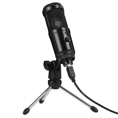 

USB Home Vocal Recording Microphones Desktop Mini Metal Tripod Stand for for Laptop PC Tab-let Recording Online Chatting Singing P