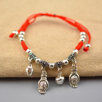 

Lucky Miao Silver Anklet Ethnic Red Rope Chain fashion jewelry