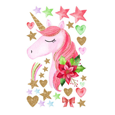

Rainbow stars Unicorn Heart Stickers Wall Decals Peel&Stick Cute Wall Decor Art Sticker