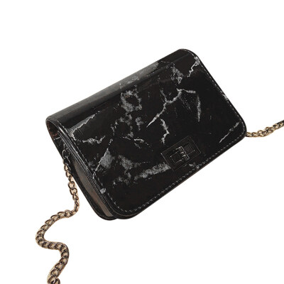 

Marble Grain Twist Lock Flap Square Women Faux Leather Crossbody Shoulder Bag