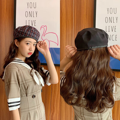 

Hat ladies double berets summer England retro octagonal hat breathable Japanese Plaid Sun visor Hat