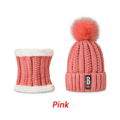 

Womens Ladies Wooly Thick Knit Hat And Neck Warmer Set Knitted Woollen Winter