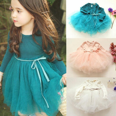 

Baby Girls Kids Princess Bridemaid Dresses Wedding Costume Bowknot Dress