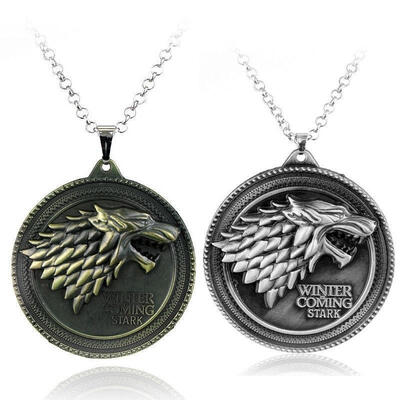 

Game of Thrones House Stark Wolf Necklace Winter Is Coming Metal Pendant Jewelry