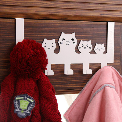

〖Follure〗Cartoon Over-The-Door Hook Rack 5 Hooks Hanger Storage Holder Hanging Coat Hat A