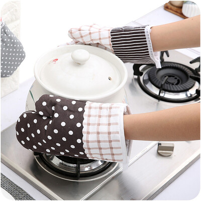 

Gobestart Kitchen Cooking Cotton Microwave Oven Gloves Mitts Pot Pad Heat Protected Beige