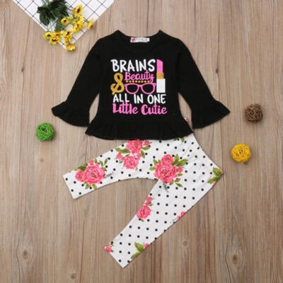 

New Toddler Kids Baby Girl Autumn Outfit Clothes T-shirt Tops Long Pants 2Pcs Infant Clothing Set