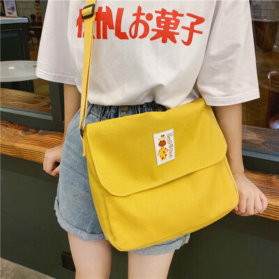 

Skew bag lady canvas bag lady Korean version insfeng Japanese single shoulder bag Harajuku large capacity ulzzang students in clas