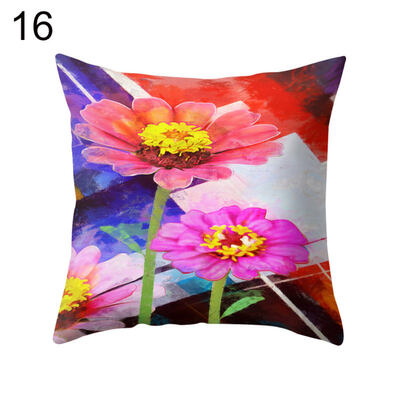 

Bright Color Flower Pillow Case Cushion Cover Sofa Bed Car Cafe Office Decor