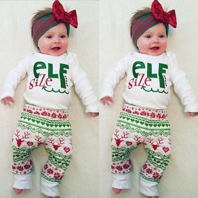 

Xmas Set Newborn Baby Girl Boy Tops Romper Long Pants Hat Outfits Clothes 0-24M