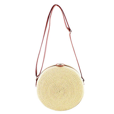 

Vintage Beach Shoulder Messenger Handbags Women Woven Round Crossbody Bags