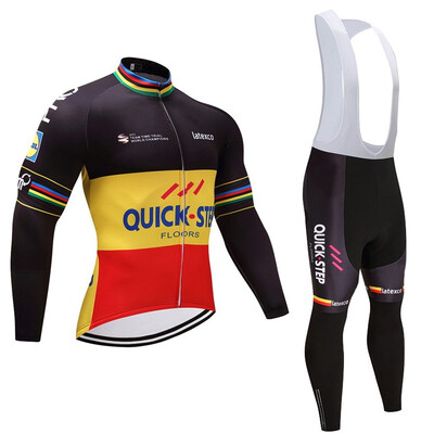 

UCI 2018 pro team Quick STEP winter thermal fleece cycling jersey bicycle clothing set ropa ciclismo invierno bike jersey KIT