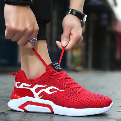 

New mens sports shoes mesh running shoes breathable student flame tide shoes wild casual shoes men autumn