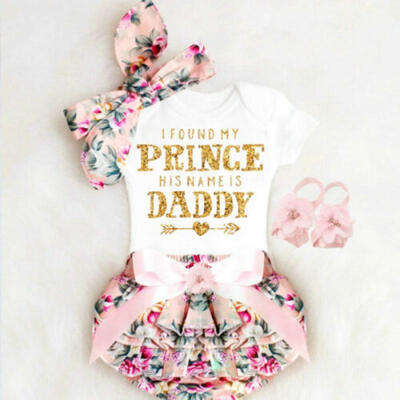 

Newborn Baby Girl Clothes Short Sleeve TopsFlower Shorts Dress 3PCS Outfits Set