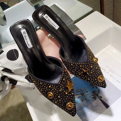 

Flower cloth water drill high heel shoes in early spring&summer