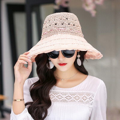 

hat summer small fresh straw hat sun-proof sun hat folding all-to-one along the beach cap cool the hat