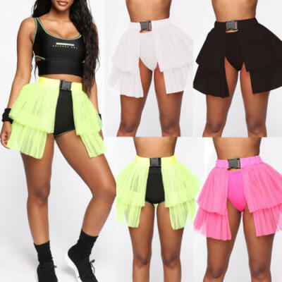 

Womens Tutu Skirt Mesh Tulle High Low Tutu Bustle Skirt Dancing Petticoat Skirt