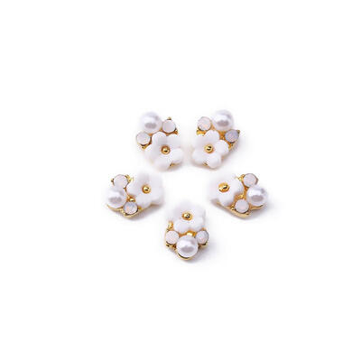 

5pcs Pearl Rhinestones Flower Nail Art Charms DIY Manicure 3D Floral Rivets