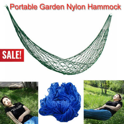 

Portable Mini Nylon Net Army Green Blue Hammock Camping Travel Sleeping Bed