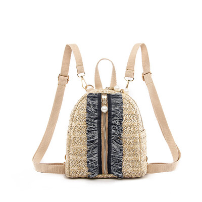 

Summer braided bag lady fresh bag shoulder lady schoolbag Korean version Baitie fashion straw knitted Backpack