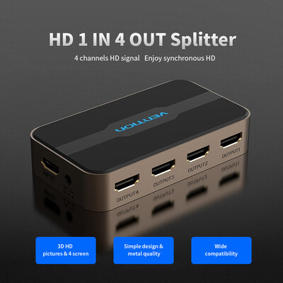 

VENTION HD Switcher HD 1 in 4 Splitter with 4K Full HD 1080P 3D Effect for LaptopSTBXBOXProjector