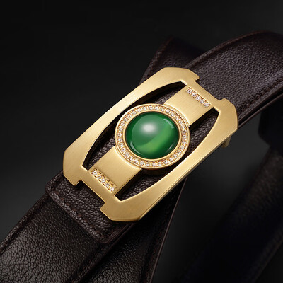 

High-end mens belt leather business belt youth leisure smooth buckle jade belt mens gifts
