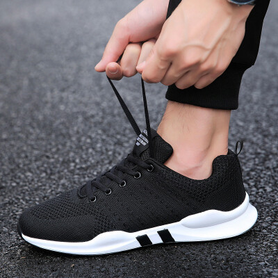 

2019 autumn new mens shoes flying woven mesh sports shoes Korean version of the tide light running shoes men casual tide shoes