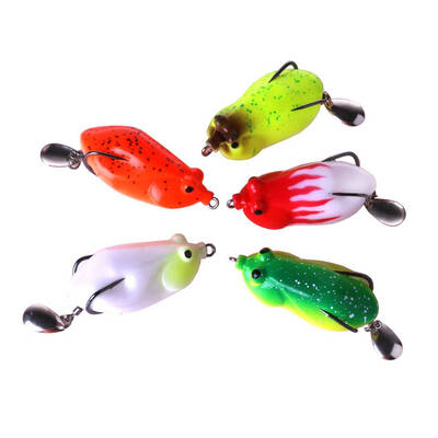 

5pcs Frog Sequins Fishing Bait Far Throwing Tackle Barbed Single Hook Fish Lures