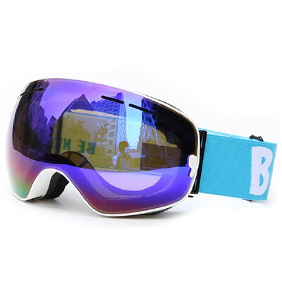

Adult Skiing Snowboarding Skating Goggles UV Protection Anti-fog Wide Spherical PC Lens Anti-slip Strap Helmet Compatible