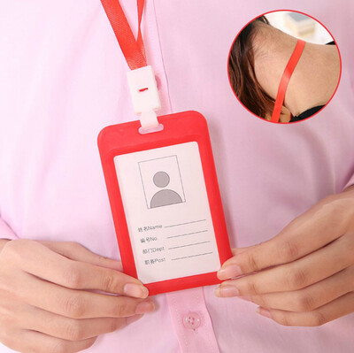 

Siaonvr Portable Colorful Employee Plastic ID Card Holder Name Tag Lanyard Neck Strap