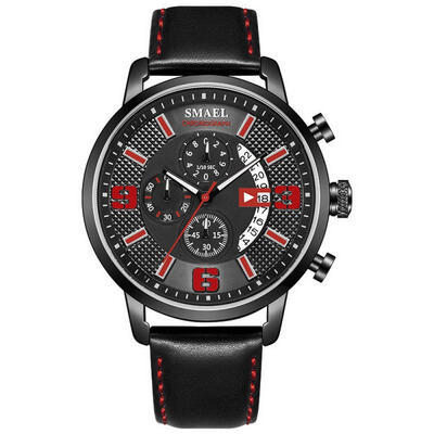 

SMAEL 9078 Fashion Quartz Wristwatch Casual Waterproof Watch With Leather Strap For Men