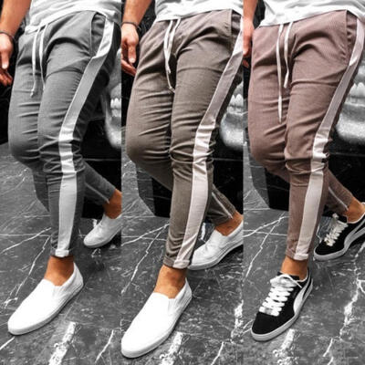 

Men Sport Pants Trousers Tracksuit Fitness Workout Joggers Gym Plaid Sweatpants