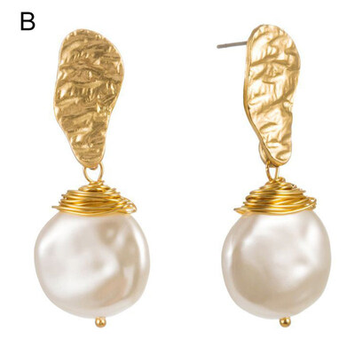 

Fashion Irregular Faux Pearl Geometric Dangle Earrings Women Party Jewelry Gift