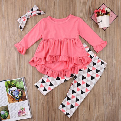 

3Pcs Newborn Baby Girl Outfits Clothes Kids Toddler T-shirt Tops DressLong Pants Children Clothing Set