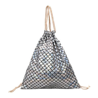 

Fish Scales Drawstring Backpacks Travel Sports Shoulder Bags Women Rucksack