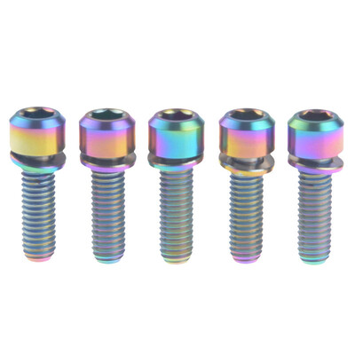 

6Pcs Titanium Bolt M5x18mm Stem Screws Bicycle Bike MTB Steering Stem Handlebar Titanium Screw with Washers Gasket